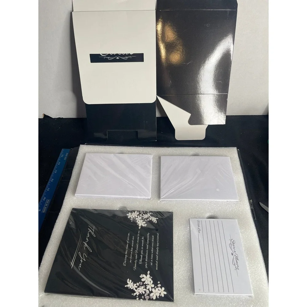 Share a Memory Funeral Guest Book Box Set with Cards and Thank You Notes‎ Black